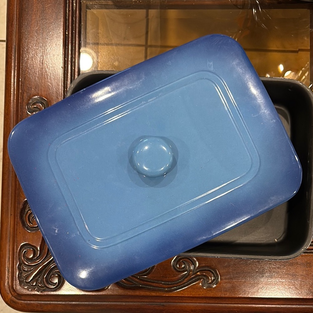 Blue Rectangular Baking Dish with Lid